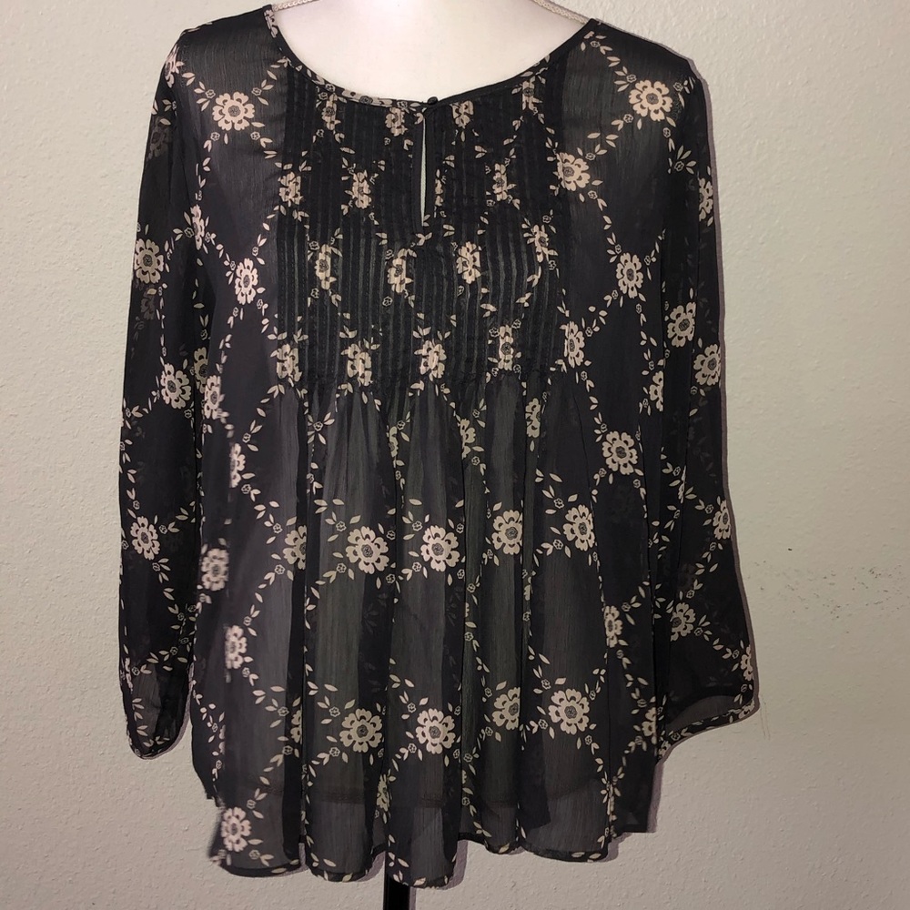Old Navy | Sheer Floral Peasant Blouse Size Large